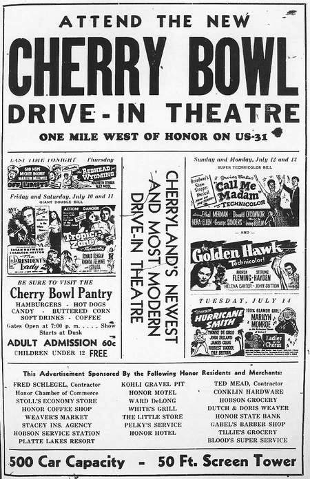 Cherry Bowl Drive-In Theatre - Old Ad From Ron Gross